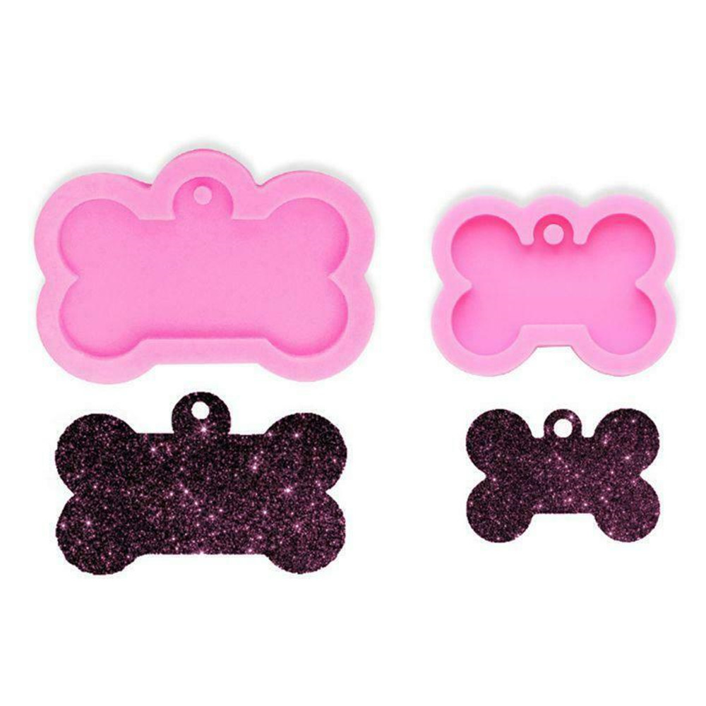 ZHANXENG498 Silicone Polymer Clay Epoxy Cookie Dog Tag Resin Mold Keychain Casting Mould Jewelry