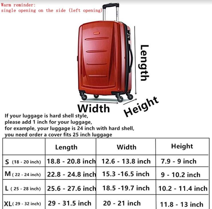 16 inches high by 24 inches wide luggage