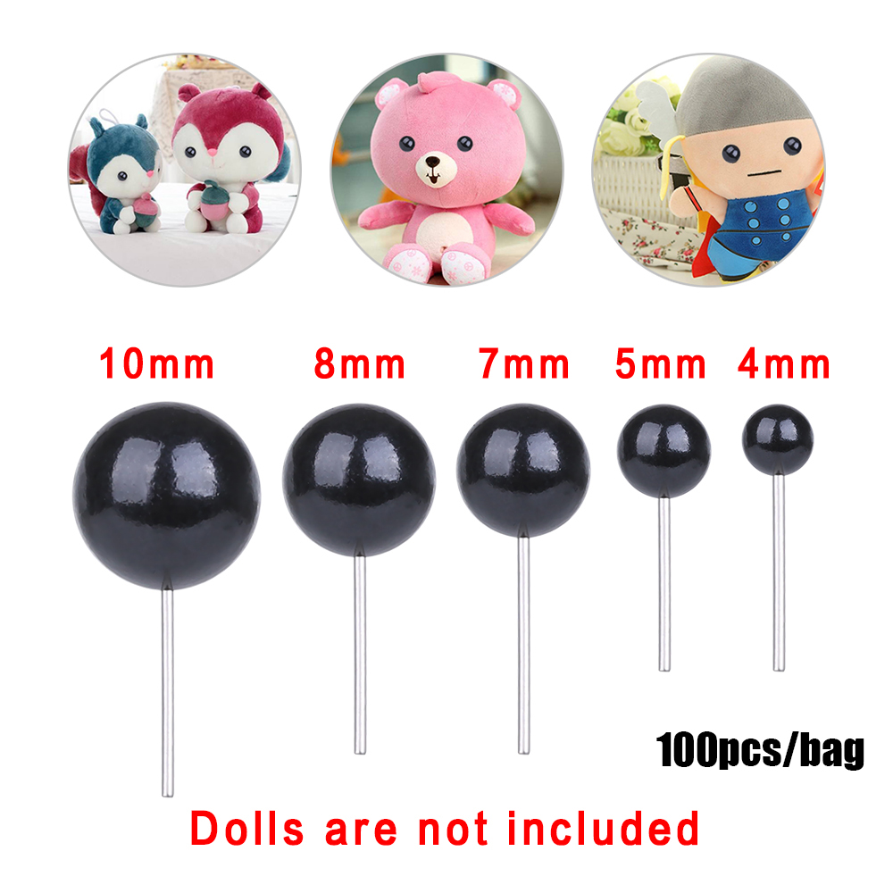 MENGLIANG 100pcs/Bag Christmas Gift 4/5/7/8/10mm Plastic Wholesale Animals Puppets making Bears Needle Felting Dolls Accessories Black Glass Eyes