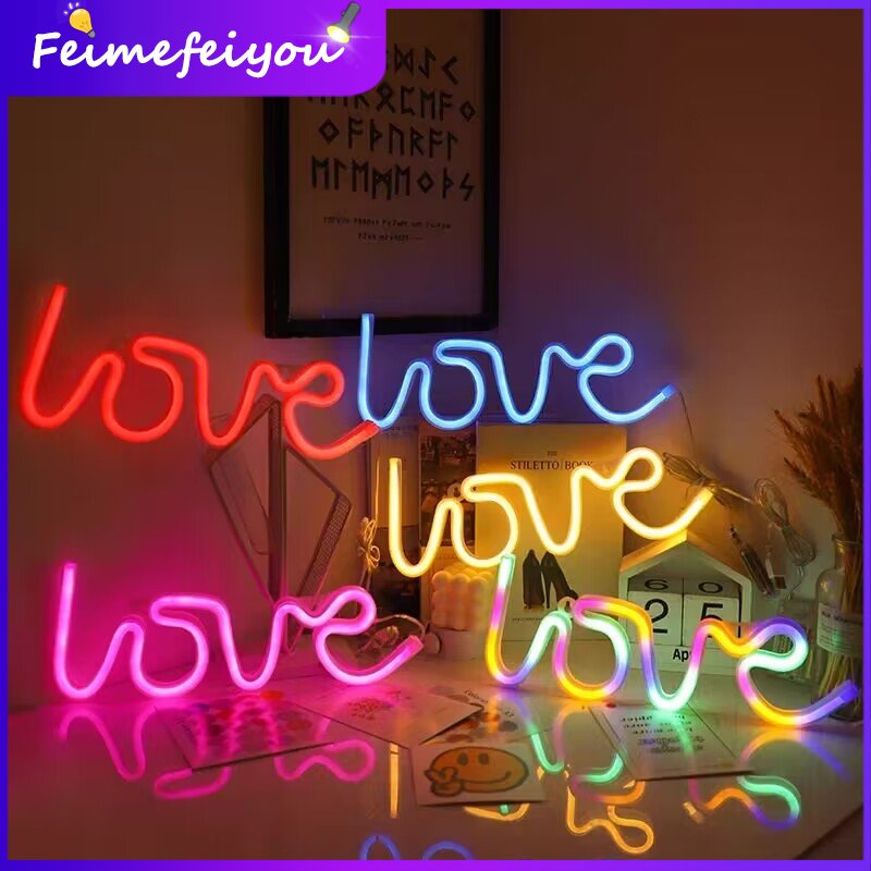 valentines ngày quà tặng trang trí các mặt hàng ánh sáng LOVE Neon dẫn ánh sáng đèn ngủ cổ tích cho phòng ngủ AA pin hoạt động và đèn led USB