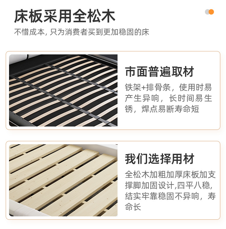Leather bed master bedroom 1.8m double bed modern simple tatami bed storage wedding bed European style furniture · v2