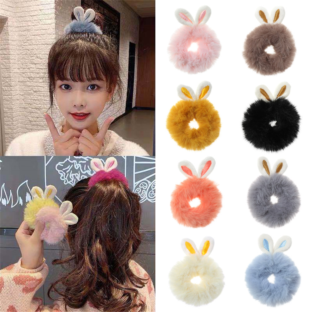 SIKONG Fashion Elastic Lovely Plush Hair Accessories Hair Bands Hair Scrunchies Imitation Rabbit Fur