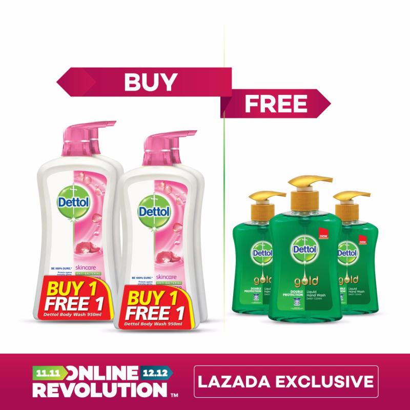 Buy Exclusive Online Revolution: Dettol Anti-Bacterial Shower Gel Skincare Twinpack 950ML x 2 BOGOF & Dettol Gold Daily Clean Liquid Hand Wash 200ML Singapore