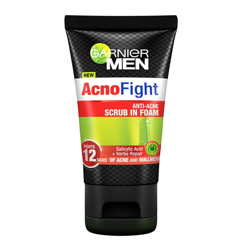 Buy Garnier Men Acno Fight Anti-Acne Scrub in Foam 100ml Singapore