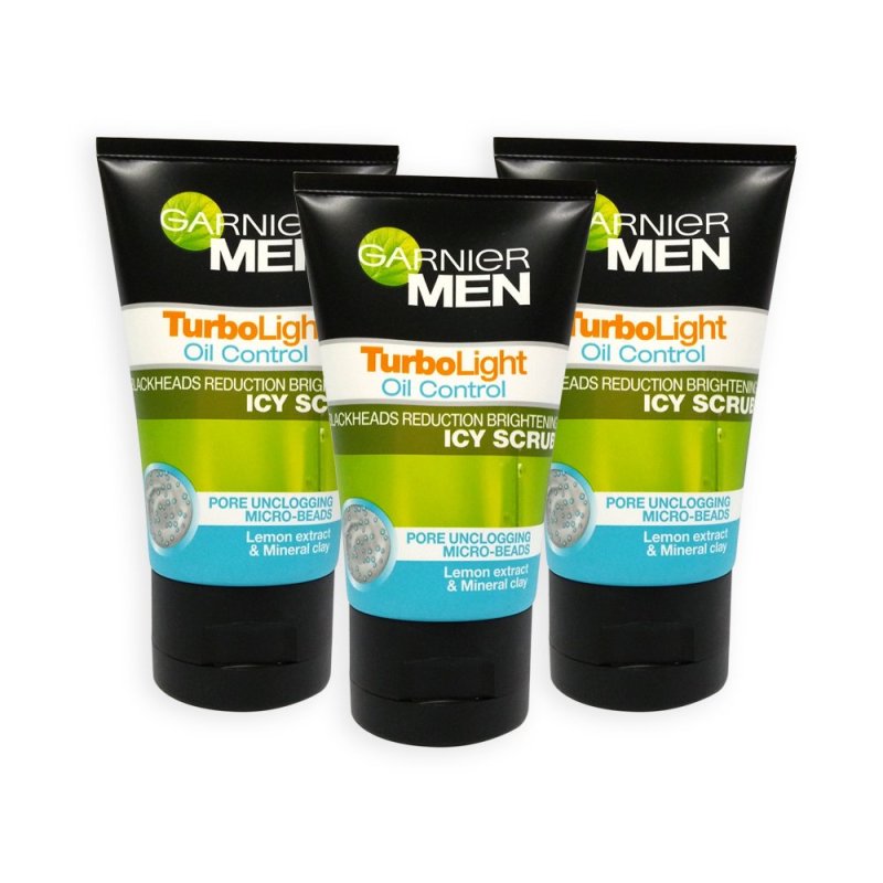 Buy Garnier MEN Blackhead Reduction Brightening Icy Scrub 100ml x 3 Tubes - 9204 Singapore