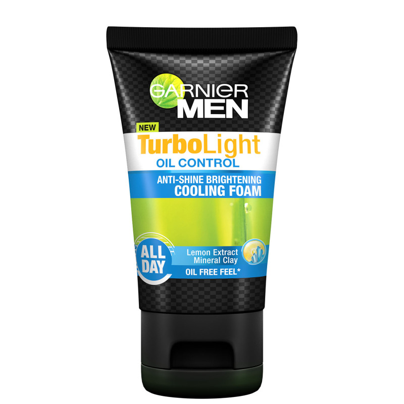 Buy Garnier Men Turbo Light Oil Control Anti-Shine Brightening Cooling Foam 100ml Singapore