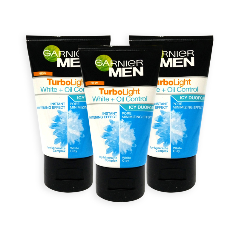 Buy Garnier MEN White & Oil Control Icy Duo Foam Cleanser 100ml x 3 Tubes - 7428 Singapore