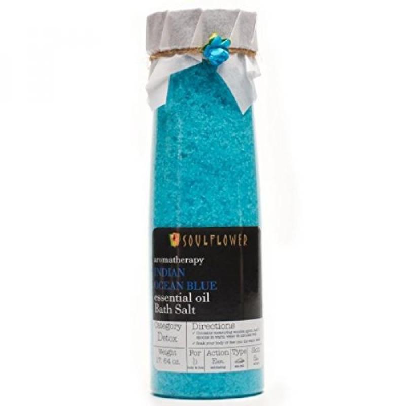 Buy Indian Ocean Blue Bath Salt with Pure Kiwi Seed and Olive Oil by Soulflower | Foot and Body Detox | Calming and Exfoliating Aromatherapy Organic Sea Salts | 100% Vegan | Perfect Gift | 17.64 oz Singapore