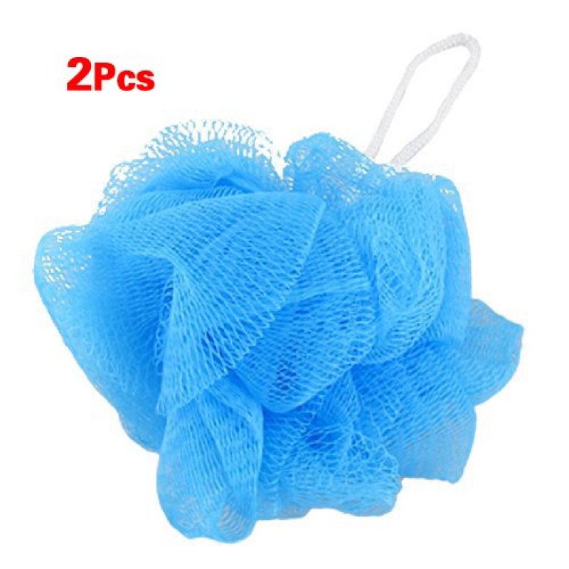 Buy Mesh Soft Bath Sponge Body Pouf Shower Loop Scrubber Blue 2 Pcs Singapore