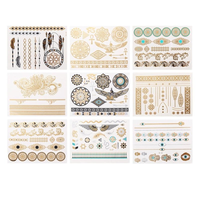 Buy Metallic Bronzing Retro Fashion Temporary tattoo 9Pcs Body Makeup
Sticker - intl Singapore