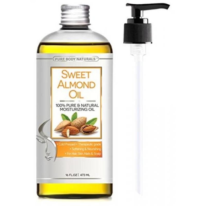Buy Pure Body Naturals Sweet Almond Oil, Cold-Pressed, 16 Fluid Ounce Singapore