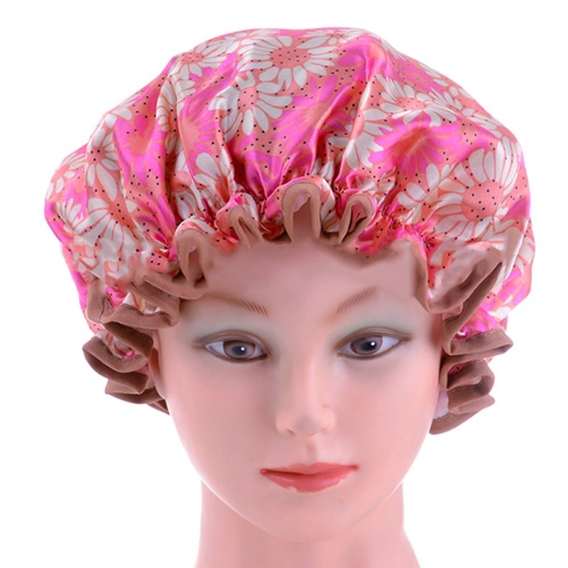 Buy Satin Rose Sunflower Printing Waterproof Double Layers Elastic Band
Hair Bath Cap Shower Hat (Intl) - Intl Singapore
