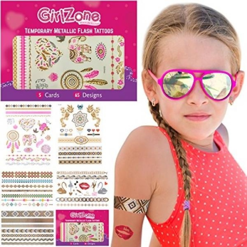 Buy TEMPORARY FLASH METALLIC TATTOOS - 5 Card Pack - 65 Designs - Metallic Tattoos for Girls, Teens & Young Adults. Makes A Great Birthday Gifts For All Ages. - intl Singapore