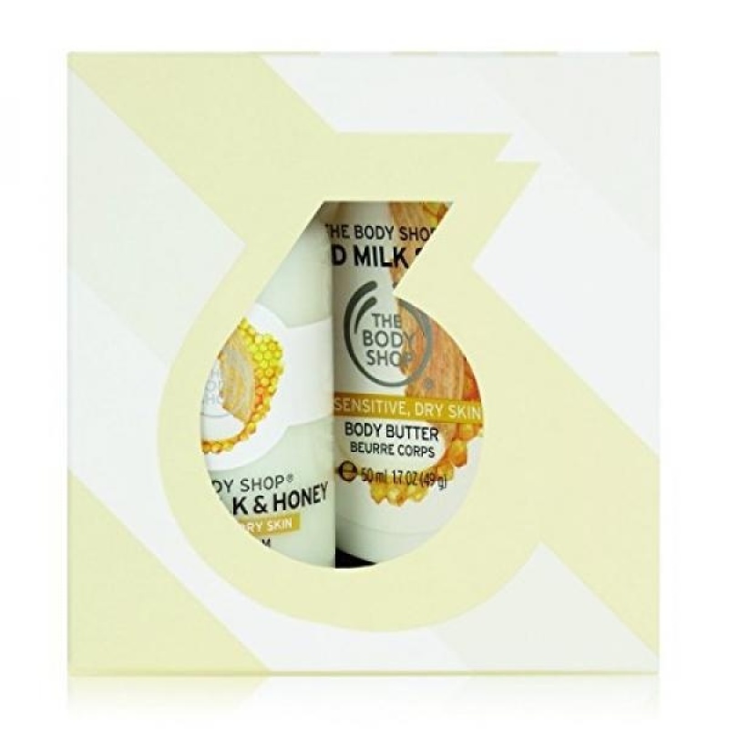 Buy The Body Shop Almond Milk and Honey Treats Cube Gift Set, 3pc Paraben-Free Bath and Body Gift Set, Dermatologically Tested for Dry, Sensitive Skin - intl Singapore