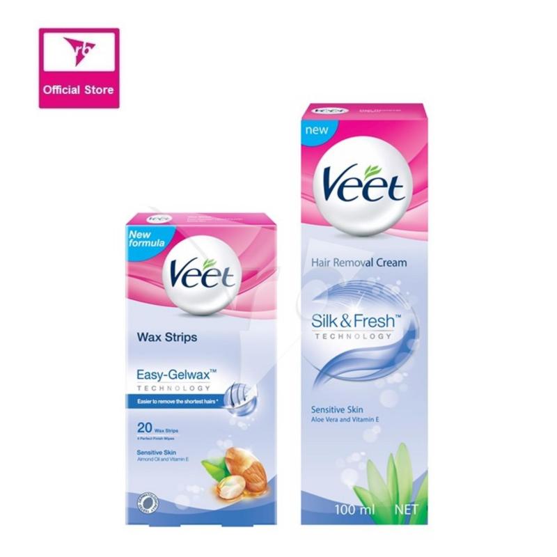 Buy Veet Cream 100ML & Wax Strip 20's For Sensitive Skin Singapore