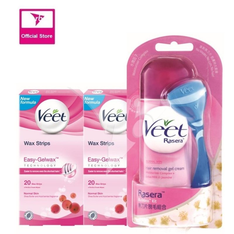 Buy Veet Rasera Gel Cream 150G & 2x Wax Strip 20's For Normal Skin Singapore
