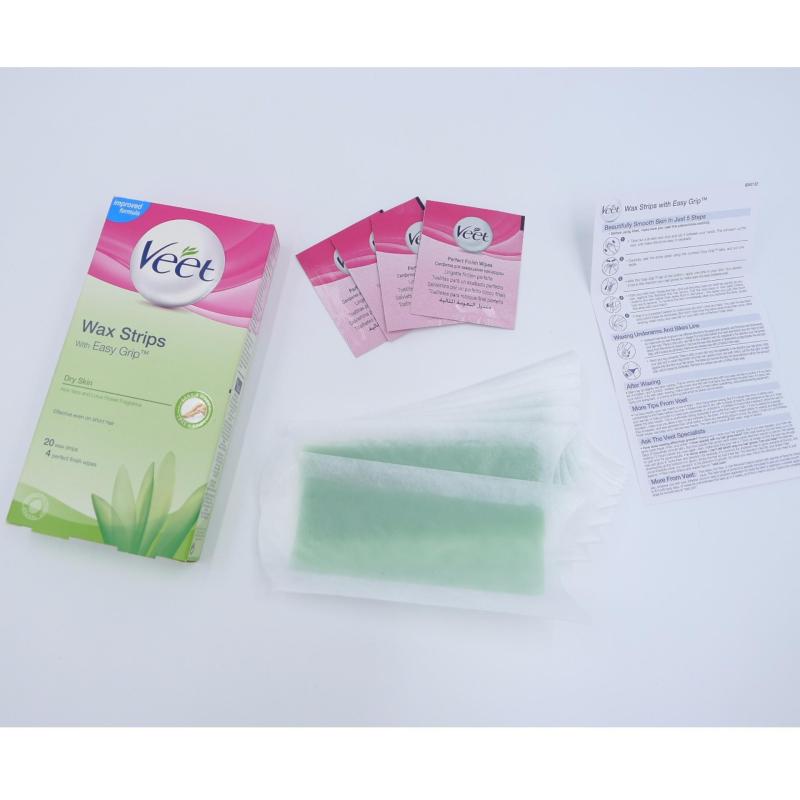 Buy Veet Wax Strips with Easy Grip For Dry Skin (Aloe Vera & Lotus Flower Fragance, 20 Strips) Singapore