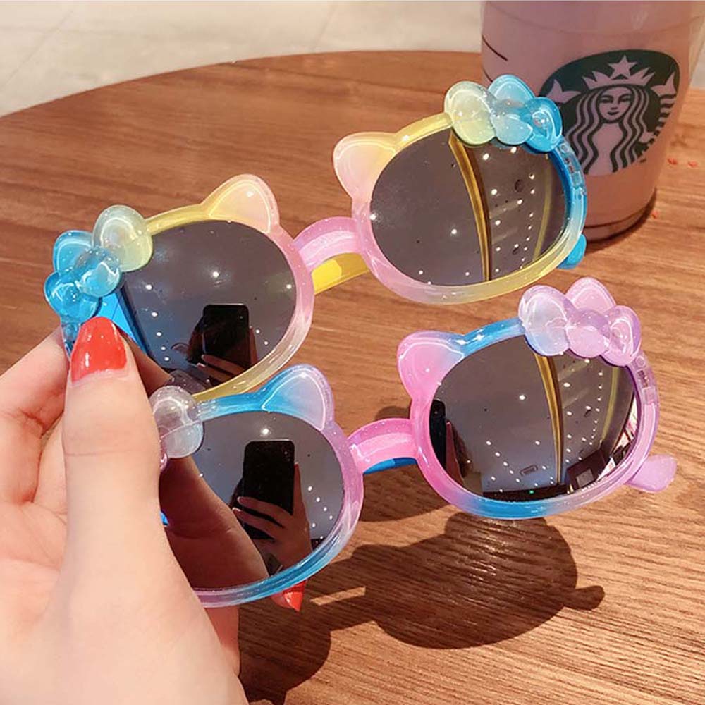 YSUQ ที่มีสีสันดอกไม้น่ารักฤดูร้อนเด็กกรอบทรงกลมแว่นตากันแดดเด็ก UV400 Goggle แว่นตากลางแจ้ง