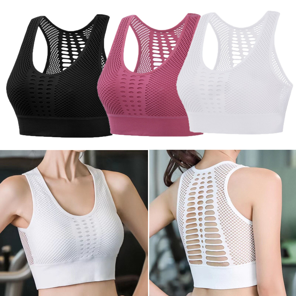 LJ5FD14O Workout Shockproof Yoga Push Up Seamless Women Sports Bra Wireless Front Padded Vest Support Top