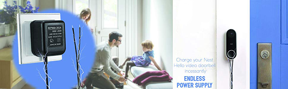 Power Adapter for Nest Hello Video Doorbell, Ring Video Doorbell