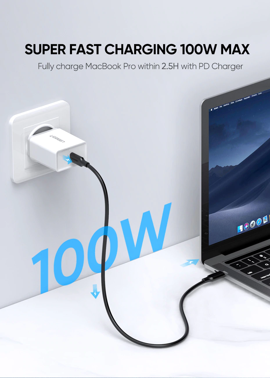 Brand Name:UGREEN Connector:TYPE-C Maximum Current:5A Surface Material:PVC Model Name:USB3.1 Gen2 USB C to USB C Cable Current:5A Output:100W(Max) Transfer Speed:10Gbps Function:Type C to Type C Cable