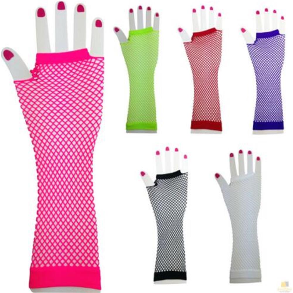 DAOQIWANGLUO Fashion Accessories Lake Blue Color Party Black Fish Net Spandex Mesh Glove Fishnet Gloves Fingerless Mesh Short Fingerless Fishnet Gloves