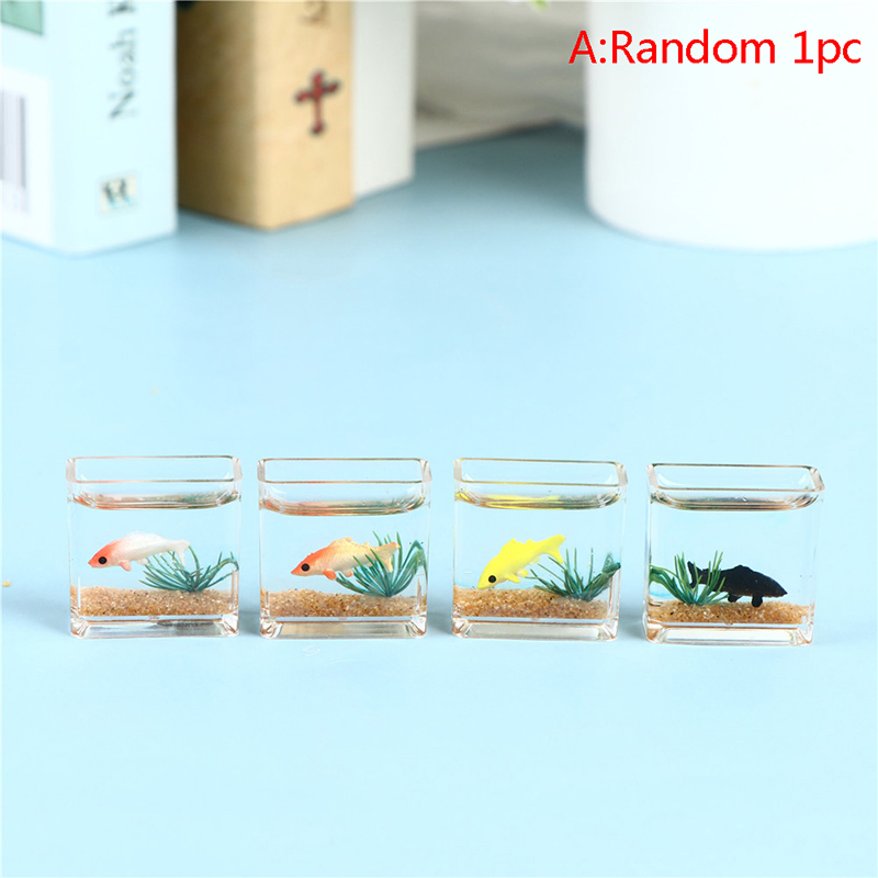 FOO ตุ๊กตาตู้ปลาขนาดเล็ก DIY เรซิ่นโปร่งใส Goldfish ถัง Miniature Decor