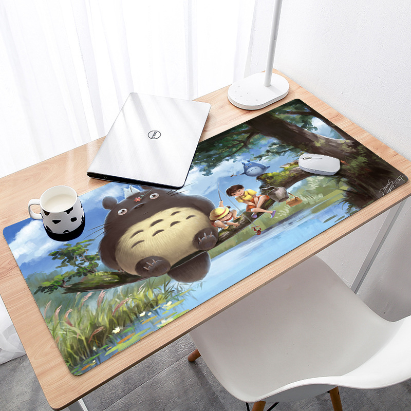 Cool Totoro Ok กาแฟเมาส์สำนักงาน Gamer แผ่นรองเมาส์แบบนุ่มขนาดใหญ่เมาส์สำหรับเล่นเกมส์ Pad Lockedge แผ่นรองเมาส์แผ่นแป้นพิมพ์