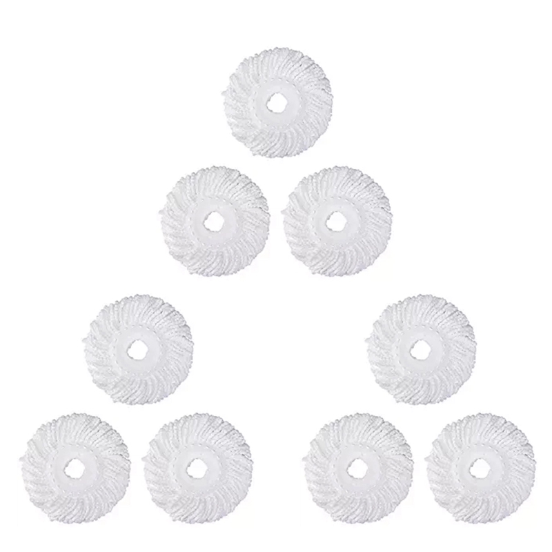 3 Replacement Mop Micro-Head Refill for 360° Spin Magic Mop-Microfiber Replacement Mop Head-Round Shape Standard Size (White-3 Pack) - 2