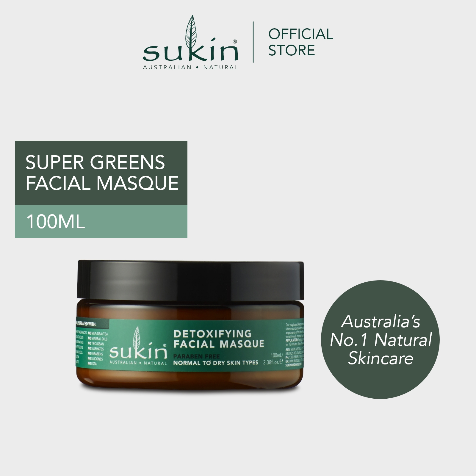 Gambar SUKIN DETOXIFYING CLAY MASQUE l SUPER GREENS (100ML)
