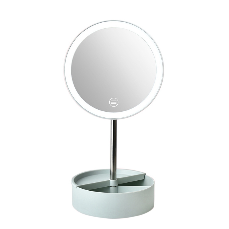 Portable LED Makeup Mirror USB Recharge Makeup Mirror Storage Base Beauty Desktop Make Up Mirror