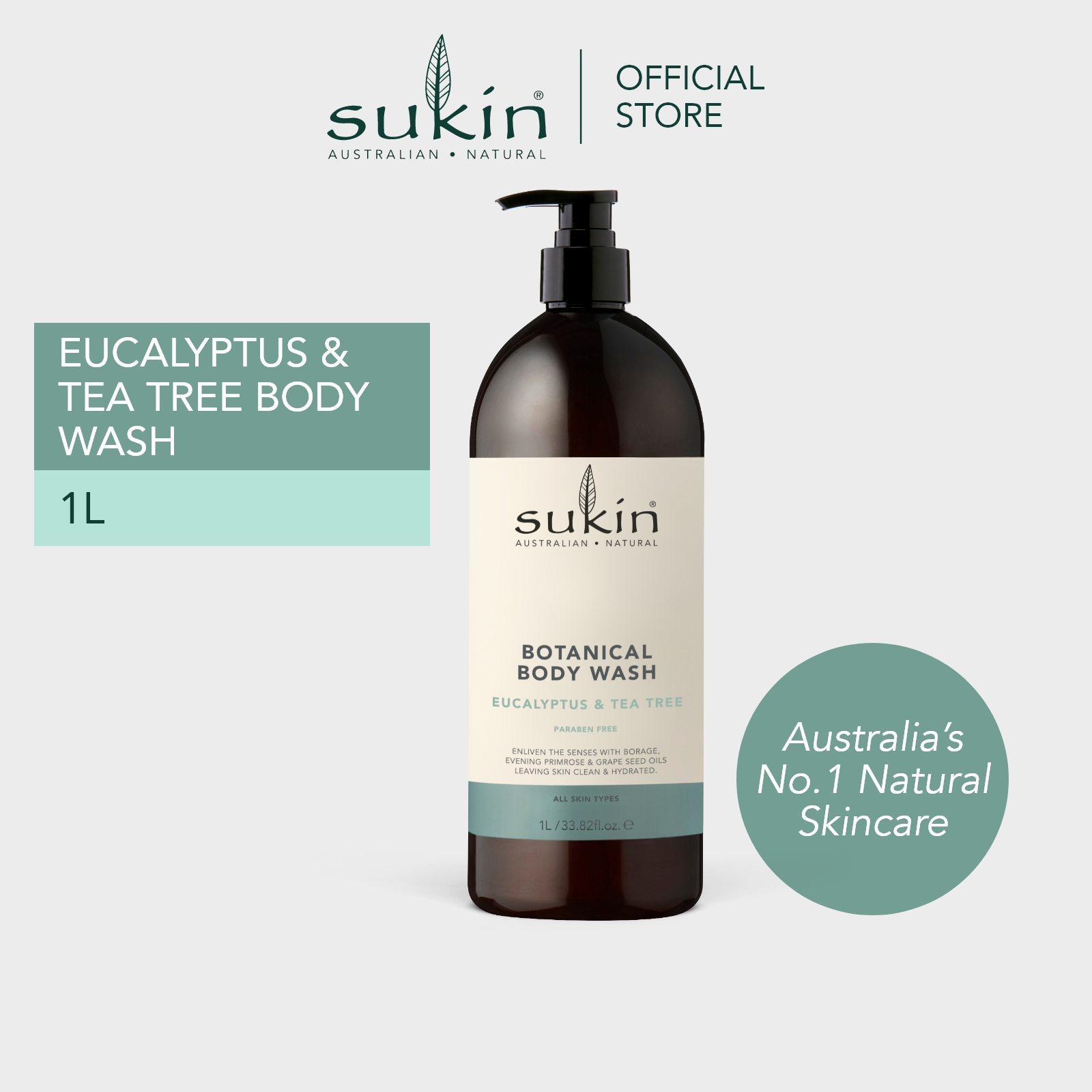 Gambar Sukin Botanical Body Wash Eucalyptus   Tea Tree 1L