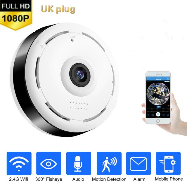 ZZOOI WIFI Camera 360 Degree Panoramic Fisheye 1080P HD MINI Wireless IP Camera Indoor Home Security CCTV P2P Cloud Support 128G