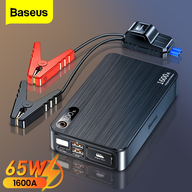Baseus 1600A Car Jump Starter Power Bank 16000mAh 12V Starting Device Powerful Portable Charger PD 65W Car Battery Booster Start ราคา 3,299 บาท*ส่งฟรี