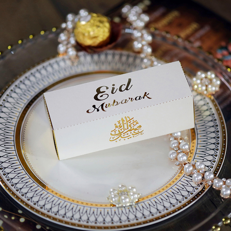 หลากหลาย10PCs Eid Mubarak กล่องขนม DIY กล่องของขวัญรอมฎอนตกแต่ง Happy Ramadan กล่องลูกอม