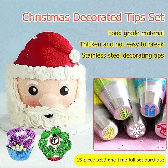 Gambar gorich 15 Piece Christmas Cake Decorating Piping Tips Set