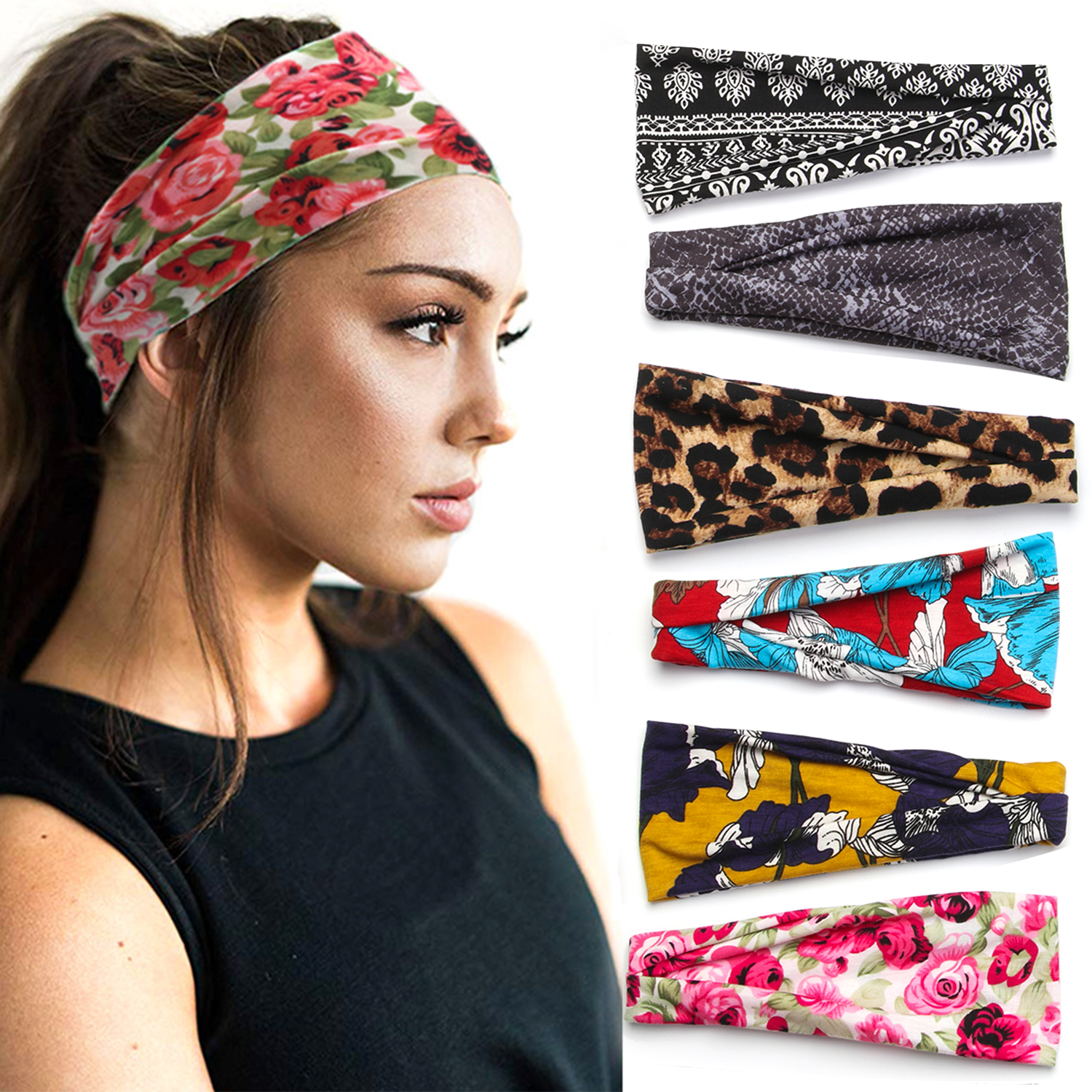 NARGANG89 Fashion Soft Exercise Yoga Workout Headbands for Women Solid Headbands Sweat Headband Sweat Wicking Hair Bands