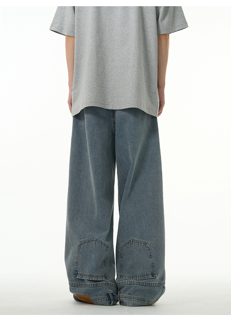 Weilang's Store American High Street-broek voor heren, coole Street Fashion R, omgekeerde jeans, paar, niche, lange broek