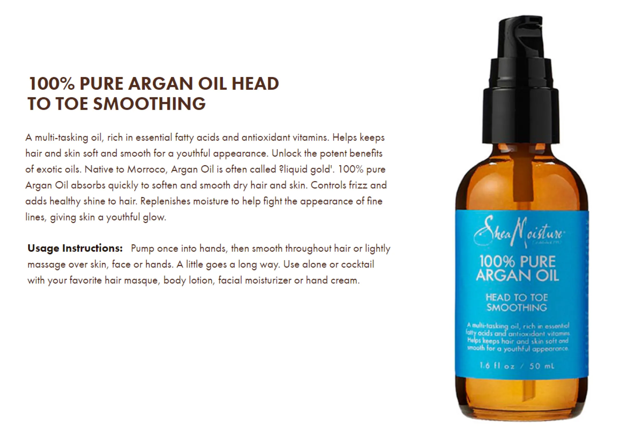 100 pure argan oil shea moisture