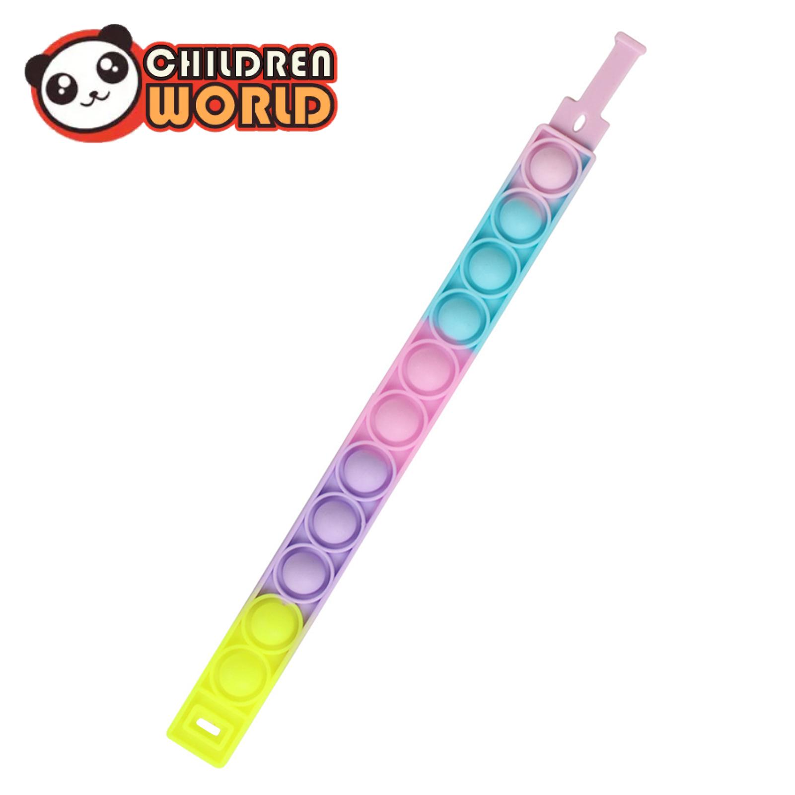 Childrenworld ที่เป็นประโยชน์ Fidget ของเล่น Vibrant สีผิวตกแต่งมือ Designs กำไลข้อมือฟองสบู่ดันเด้งของเล่นสำหรับครอบครัว