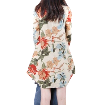 Five Star Store New Sexy Womens Floral Linen Long Sleeve V-NeckCute Party Evening Short Mini Dress Apricot - Intl April 2018 - 2 Five Star Store New Sexy Womens Floral Linen Long Sleeve V-NeckCute Party Evening Short Mini Dress Apricot - Intl - 2