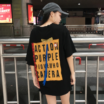 Harajuku Female New Style Print Letters Dress T-shirt (White) June 2018 - 2 Harajuku female New style Print letters dress T-shirt (White) - 2