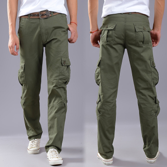 Outdoor male pockets loose pants bib overall (2172 dark green color (8 with pockets))
