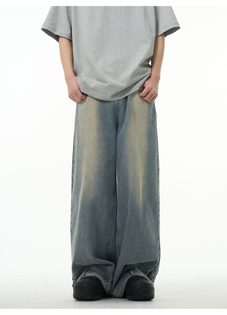 Weilang's Store American High Street-broek voor heren, coole Street Fashion R, omgekeerde jeans, paar, niche, lange broek