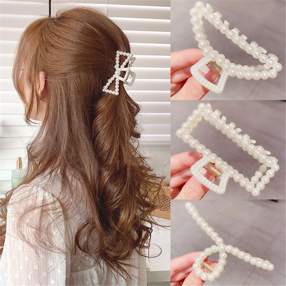 PAN6303936269 Elegant Headwear Party Accessories Pearl White Color Jewelry Pearl Hairgrip Hair Claws Barrettes Hair Pins