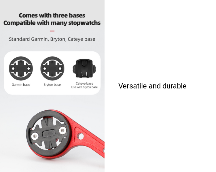 <article class="lzd-article" style="white-space: break-spaces;"> <p style="line-height: 1.7; text-align: left; text-indent: 0; margin-left: 0; margin-top: 0; margin-bottom: 0;">Compatible with Xoss products</p> <p style="line-height: 1.7; text-align: left; text-indent: 0; margin-left: 0; margin-top: 0; margin-bottom: 0;">Universal Compatibility: Three included bases fit Garmin, Bryton, and Cateye Speedometers, eliminating the need for multiple mounts.</p> <p style="line-height: 1.7; text-align: left; text-indent: 0; margin-left: 0; margin-top: 0; margin-bottom: 0;">Rock-Solid Hold: Crafted from high-grade aluminium for unshakeable stability, even on rough terrain.</p> <p style="line-height: 1.7; text-align: left; text-indent: 0; margin-left: 0; margin-top: 0; margin-bottom: 0;">Optimal Viewing: Position your computer perfectly for clear data visibility, enhancing your cycling experience.</p> <p style="line-height: 1.7; text-align: left; text-indent: 0; margin-left: 0; margin-top: 0; margin-bottom: 0;">Sleek Design: Maintains a clean and streamlined look on your handlebars.</p> </article>