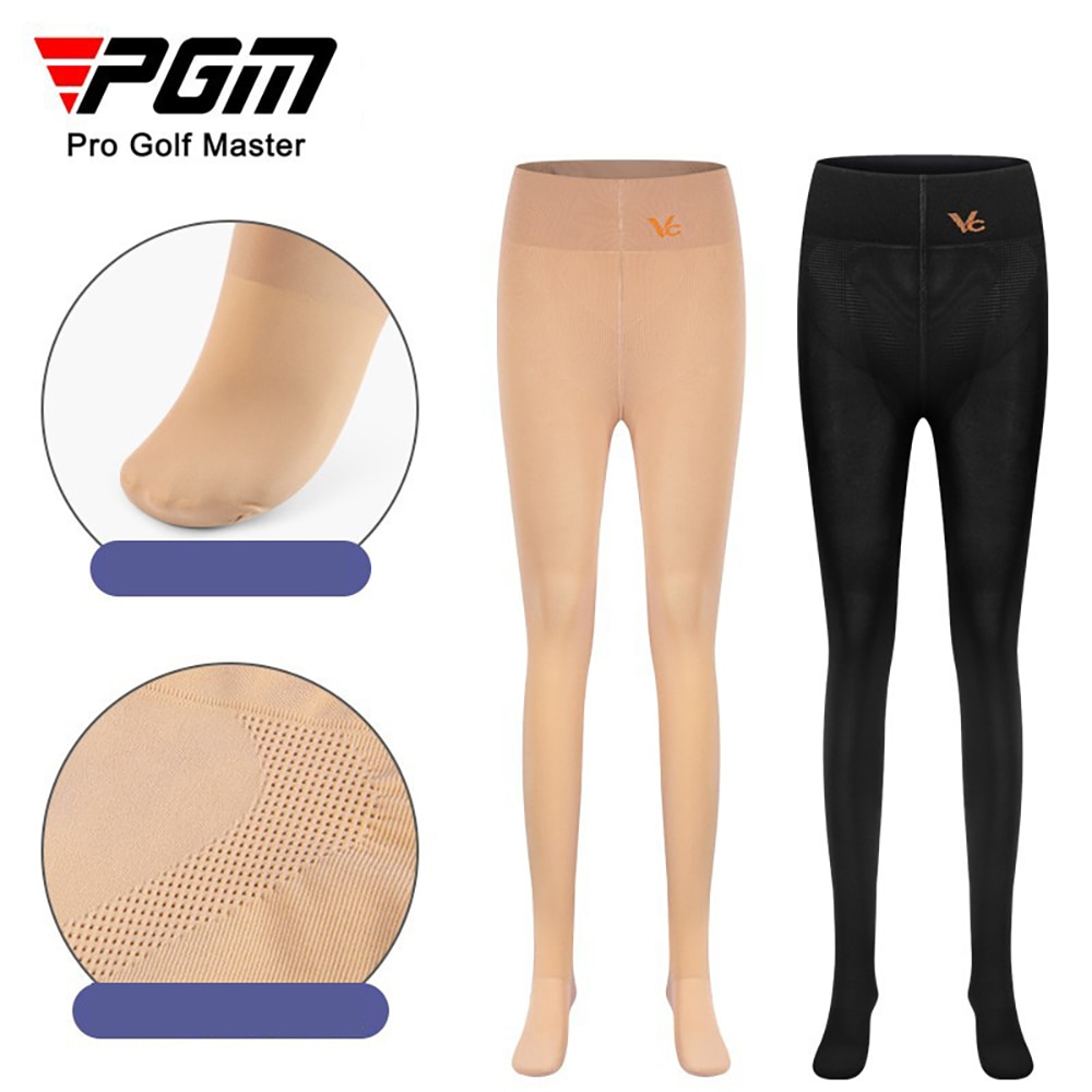 PGM KUZ126 Golf Women Autumn Winter Leggings Nylon Sports Warm High Waist Thin Plus Velvet Thick Tights Step On Stockings Naked
