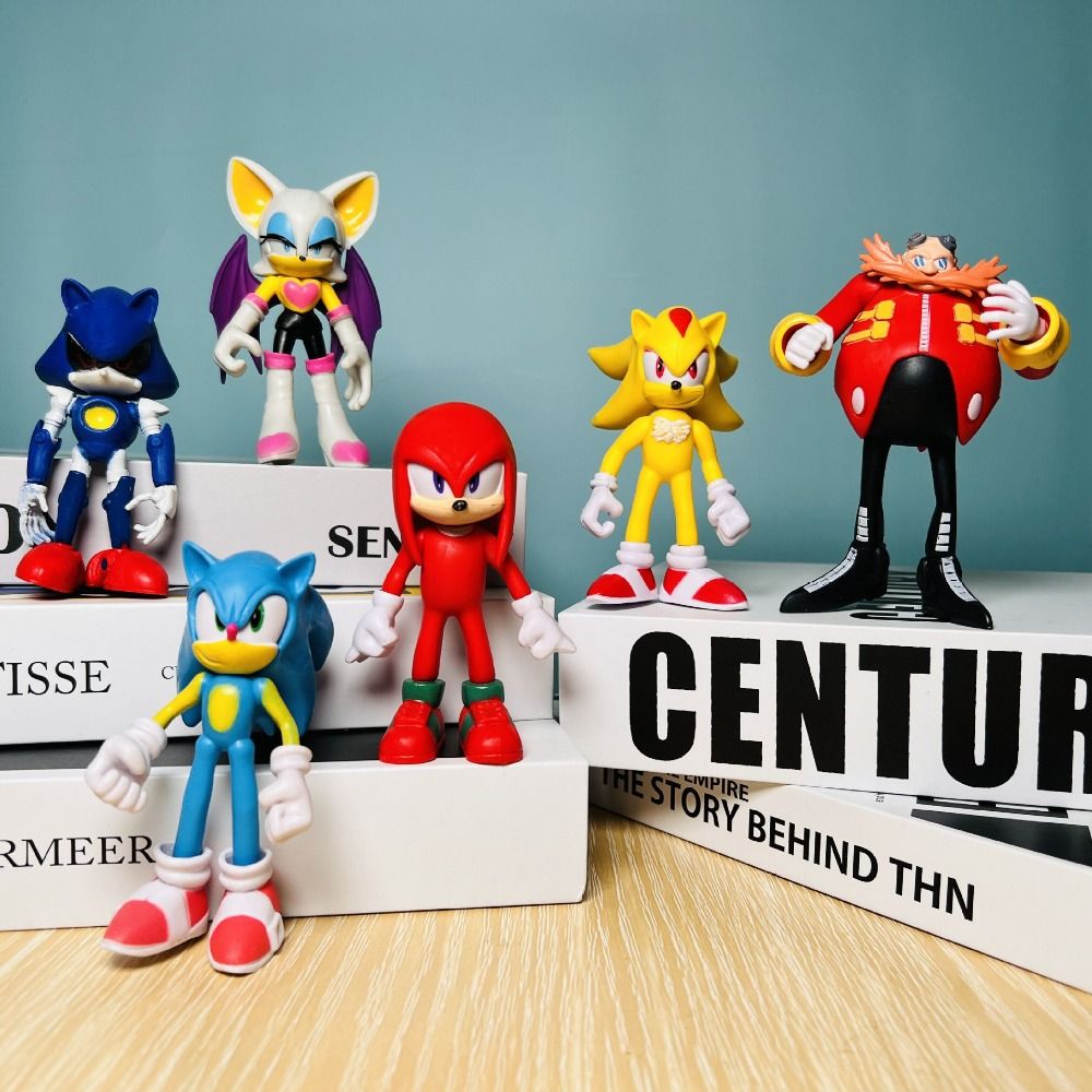 Erlude 6 cái bộ Sonic Mô hình nhân vật Sonic PVC nhân vật đồ chơi Sonic đồ