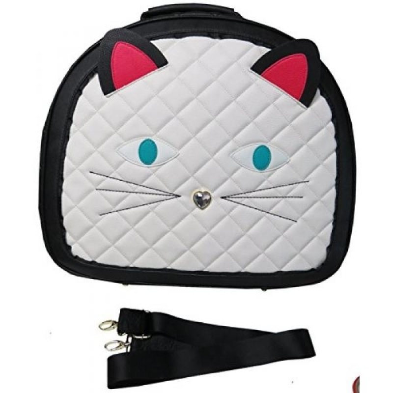 Betsey Johnson Cat Train Carry-On Round Weekender Suitcase - Cream Face - intl
