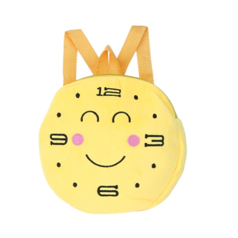 Kindergarten Children Round Emotion Kiss Peach Heart Embroidery Backpack(Yellow) - intl